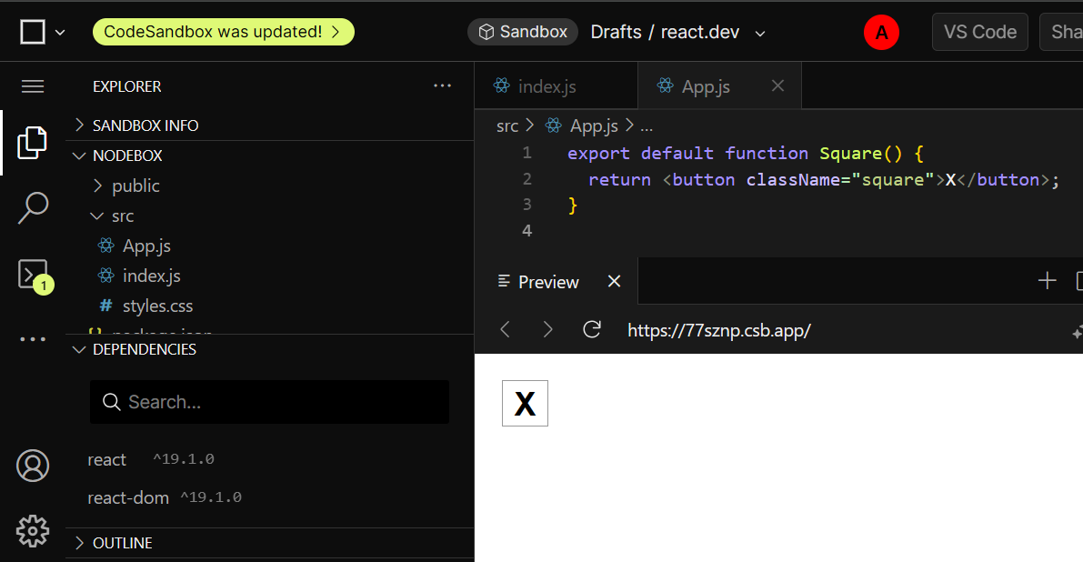 CodeSandbox sa starter kodom